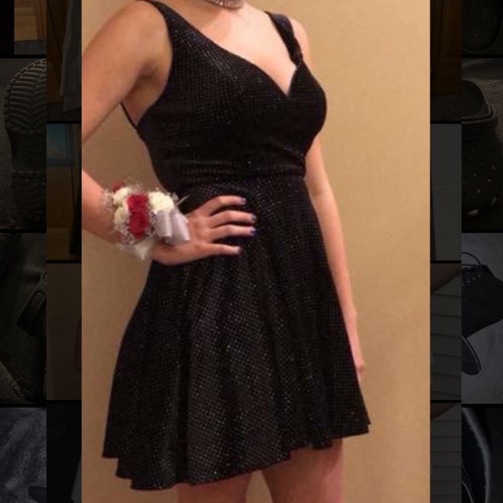black & silver spots event dress size 5 B. SMART